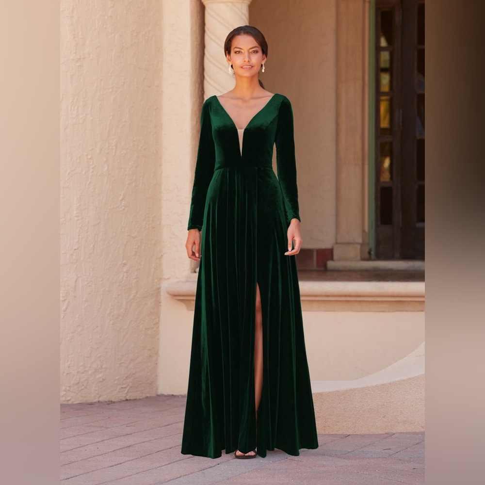 Emerald Green Velvet Long Dress